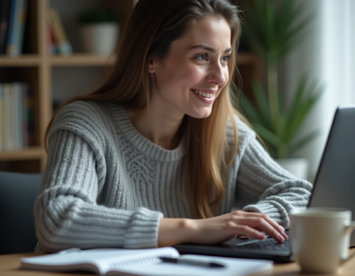 Femme consultant le portail en ligne de la CAF sur son ordinateur pour connaître les aides disponibles après 3 ans